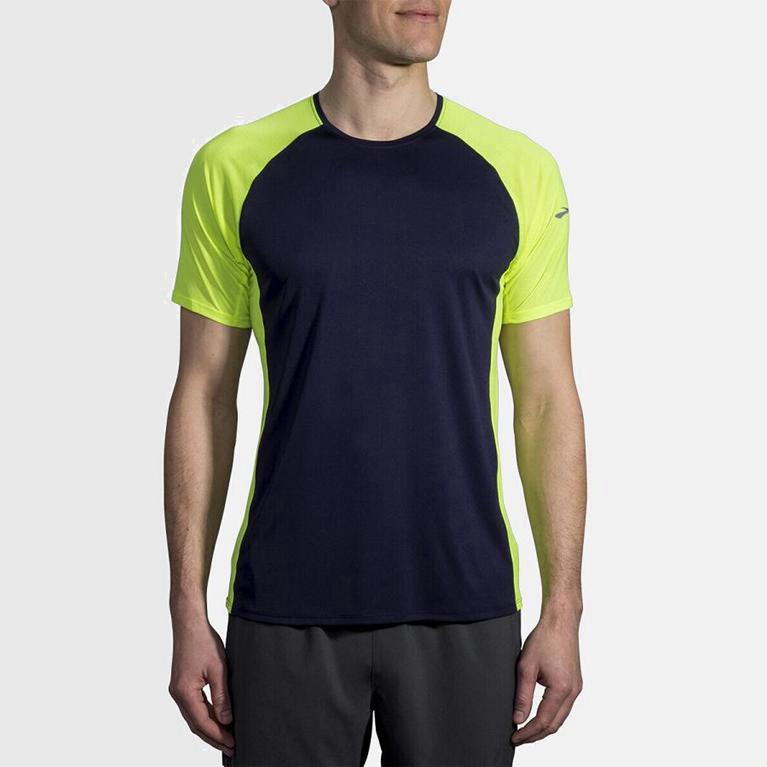 Brooks Stealth Mens Short Sleeve Running Shirt Ireland Blue (MRHJ-35297)